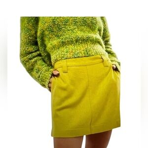New-Free People Can't Blame Me Yellow Linen Blend Mini Skirt Preppy S: 0